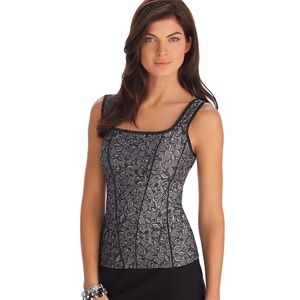 White House Black Market Sleeveless Jacquard Corset Cami